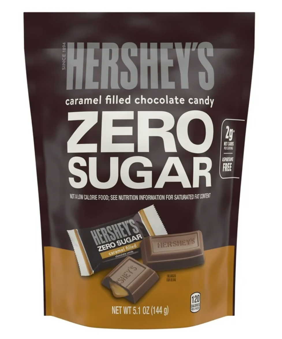 Шоколадні цукерки Hershey's Zero Sugar Caramel Filled Chocolate Candy з карамельною начинкою 144г, фото 1