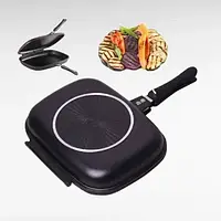 Сковорода-гриль двостороння антипригарне Double grill PAN GRANDBERG прямокутна подвійна 32 см