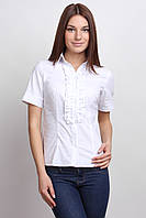 Белая женская блузка с рюшами, короткий рукав Р60