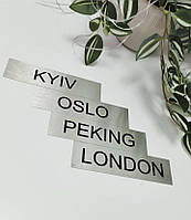 Таблички під годинник з назвою країни (металеві)