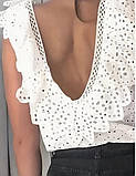 Блузка літня жіноча з воланом бавовна прошва 46-48 р, фото 2