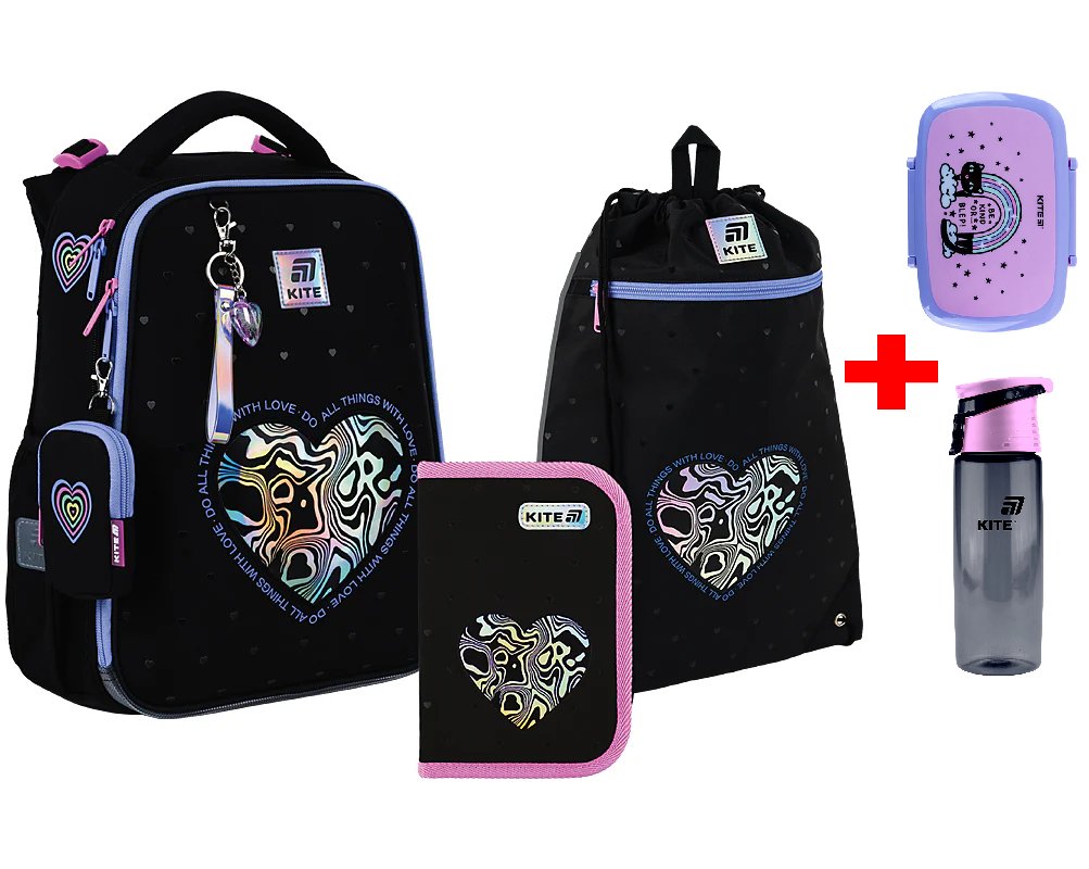 Шкільний набір Kite Education Love is SET_K25-531M-2 (рюкзак, пенал, сумка) + в подарунок пляшка та ланчбокс