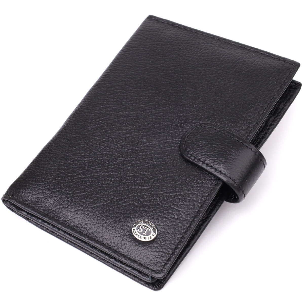 Містка обкладинка на документи унісекс з натуральної шкіри ST Leather 23116 Чорний, фото 1