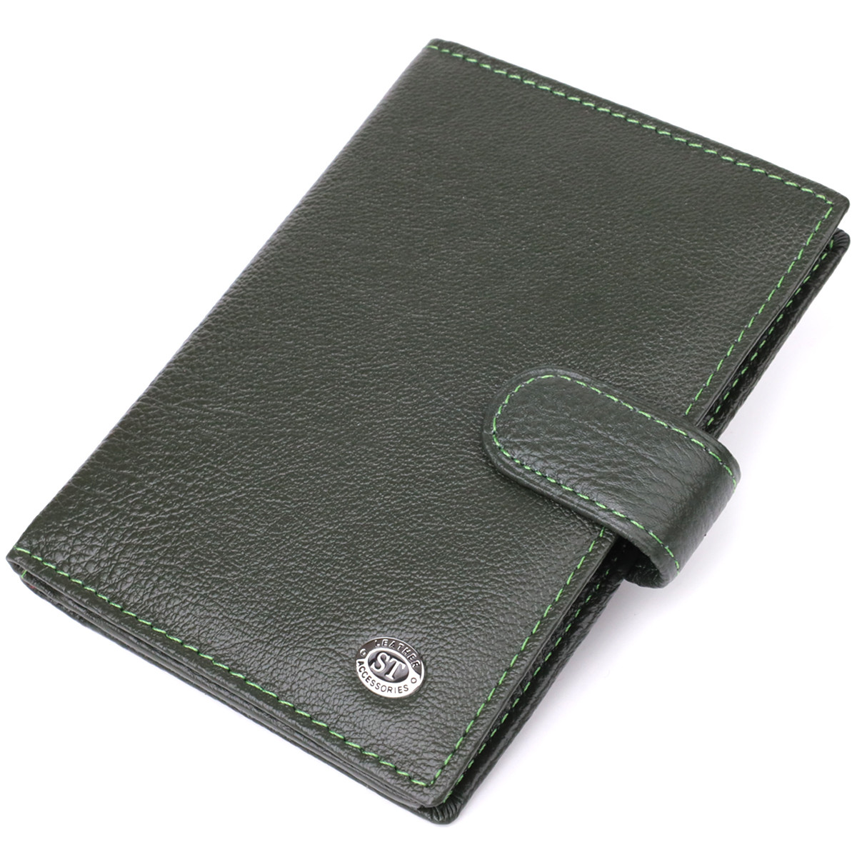 Оригінальна обкладинка на документи унісекс із натуральної шкіри ST Leather 23119 Зелений, фото 1