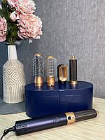 Стайлер 5в1 HAIR BRUSH Styler + Коробка Чохол з функціями надання об'єму, випрямлення, укладання темно-синій