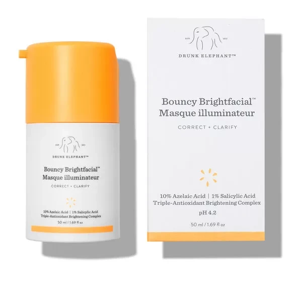 Drunk Elephant Bouncy Brightfacial – освітлююча незмивна маска для обличчя з азелаїновою кислотою