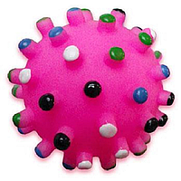 Іграшка для собак Кулька із шипами та звуком гумовий рожевий 6-7 см Китай