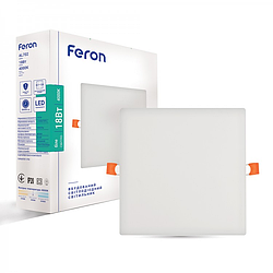 Вбудований світлодіодний світильник Feron AL702 18W LED 4000K 1800Lm 120*20мм квадрат (регульований розмір 35-90мм)