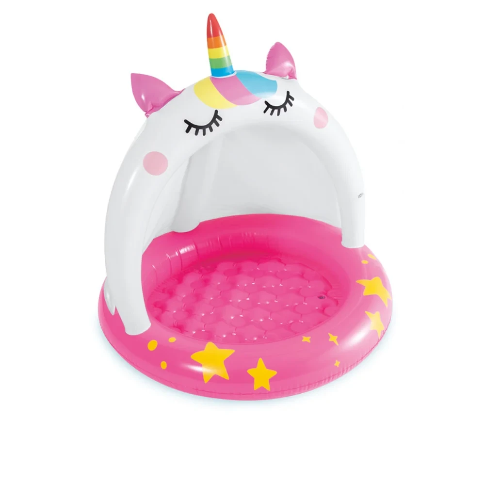 Дитячий надувний басейн Intex 58438 «Єдиноріг» з навісом, 102 х 102 см