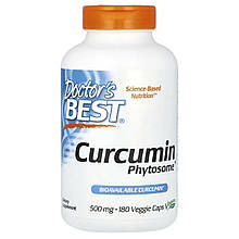 Куркумін, Curcumin Phytosome, Doctor's Best, 1000 мг, 180 веганських капсул (500 мг у капсулі)