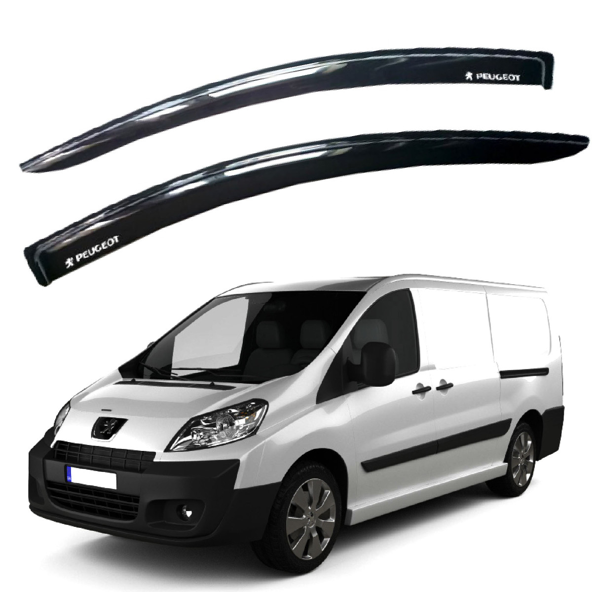 Дефлектори вікон ветровики для Peugeot Expert II 2007 Скотч 3M 2 шт Voron Glass, фото 1