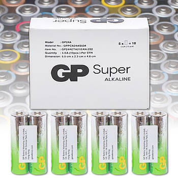 Пальчикова батарея на 1.5V GP 24АЕВ-2S2 Alkaline mini GP-218019 Упаковка 10 шт.