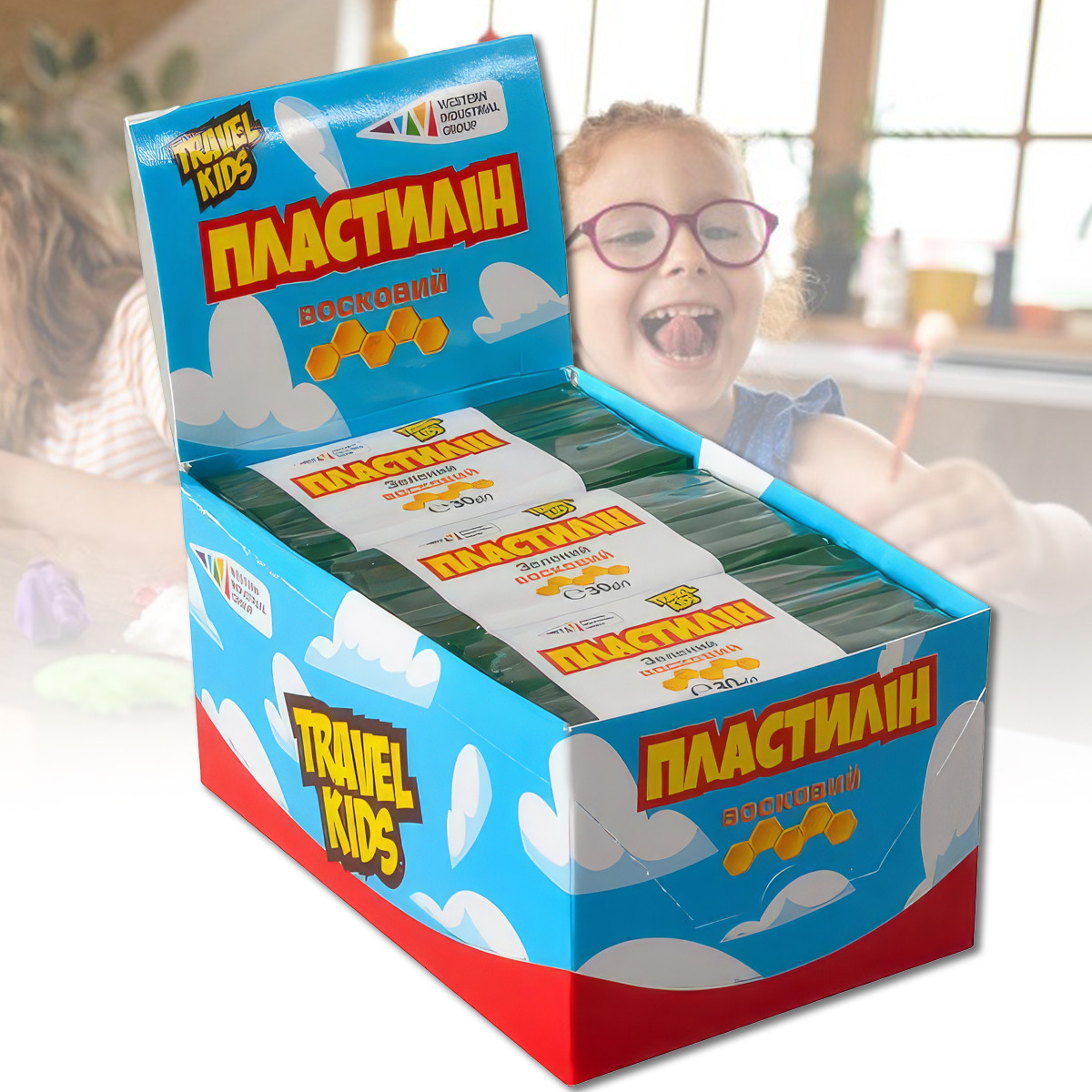Восковий пластилін "Travel Kids" Гамма Зелений Упаковка 12 шт по 30 грам