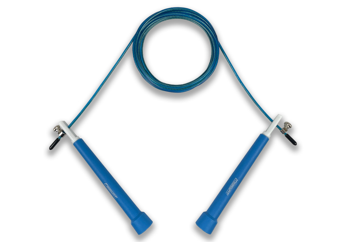 Швидкісна скакалка EasyFit Speed Cable Rope 3 м зі стальним тросом синя