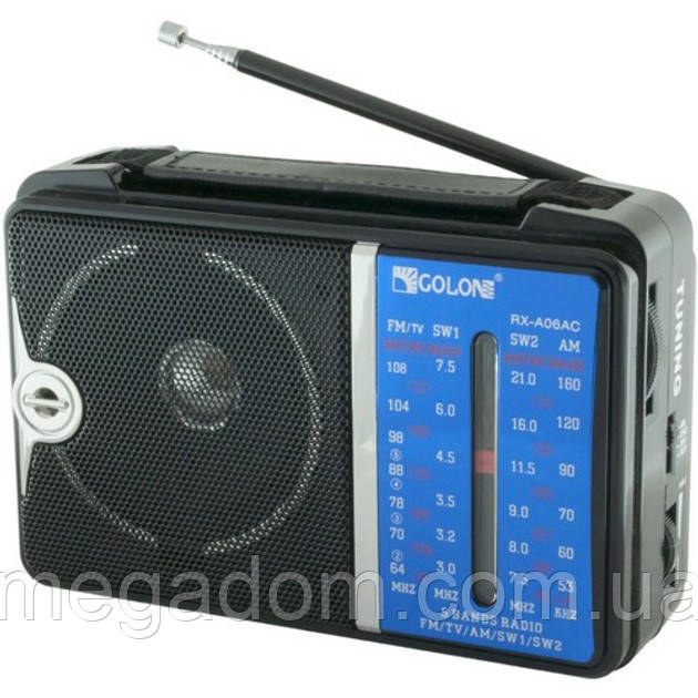 Портативний FM радіоприймач GOLON RX-A06AC акустична система програвач від батарей XL-309 від мережі