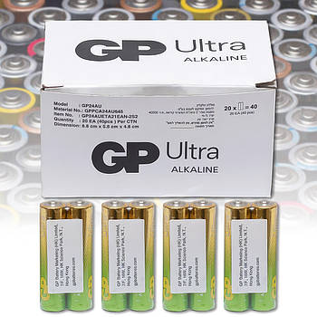 Міні-пальчикова батарейка в спайці по 2 шт на 1.5V AlkalineUltra Plus GP-218132/218088 Упаковка 40 шт.