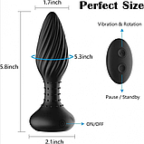 Вібропробка для стимуляції ануса на пульті, Ребриста анальна пробка з вібрацією та обертанням кульок, Інтимні, фото 5