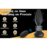 Вібропробка для стимуляції ануса на пульті, Ребриста анальна пробка з вібрацією та обертанням кульок, Інтимні, фото 8