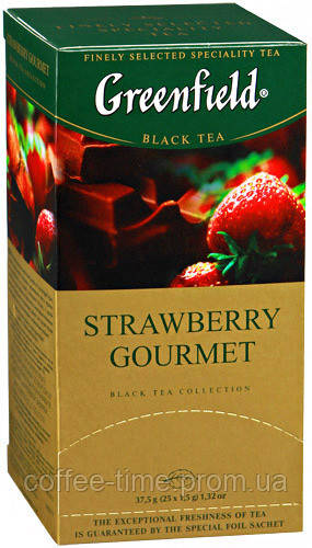 Чай Гринфилд Strawberry Gourmet черный с клубникой 25 пакетов по 1.5г - фото 1 - id-p352287744