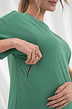 Сукня футболка для вагітних і годуючих трикотажна oversize для майбутніх мам Rima S (44) Юла Мама зелений, фото 3