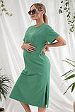 Сукня футболка для вагітних і годуючих трикотажна oversize для майбутніх мам Rima S (44) Юла Мама зелений, фото 6