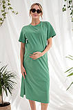 Сукня футболка для вагітних і годуючих трикотажна oversize для майбутніх мам Rima S (44) Юла Мама зелений, фото 8