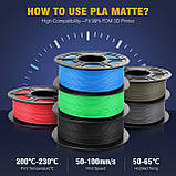 Пластик філамент для 3Д-друку SUNLU PLA Matte  Olive Green (04441015Z), Reusable Spool, 1.75мм, 1кг, 330м, 205-245°C, Оливковий, фото 6