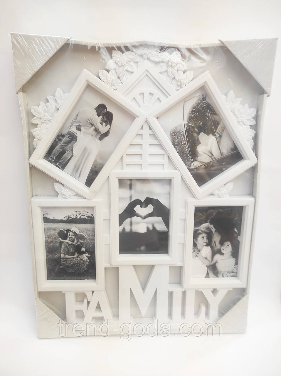 Рамка для фотографій Family — фотоколаж, біла, на 5 фото