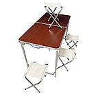 Стіл для пікніка та 4 стільці + Подарунок Вічний сірник Make Fire / Складаний столик для кемпінгу / Портативний стіл, фото 6