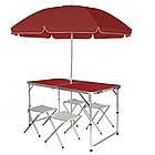 Стіл для пікніка та 4 стільці + Подарунок Вічний сірник Make Fire / Складаний столик для кемпінгу / Портативний стіл, фото 8