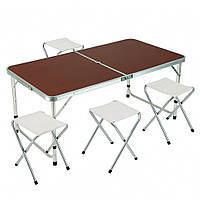 Розкладний стіл для пікніка + 4 стільці, 120x70x60см / Туристичний стіл складний / Столик для кемпінгу