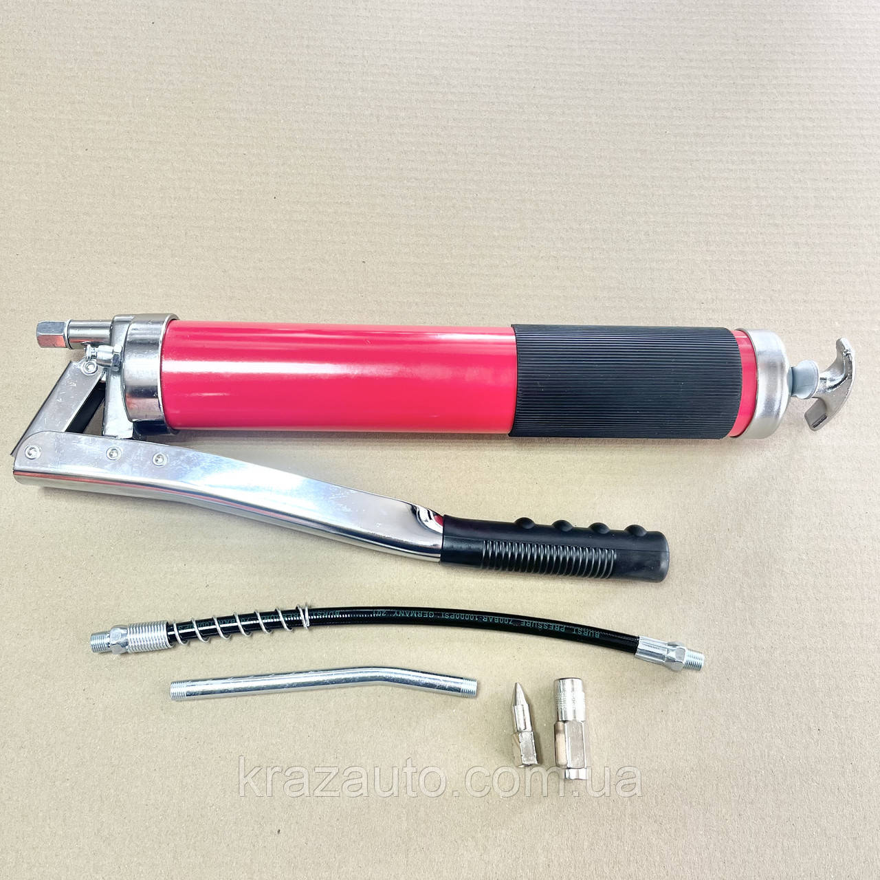 Шприц для змащення двоплунжерний 600 см3 з гнучким шлангом INTERTOOL HT-0060
