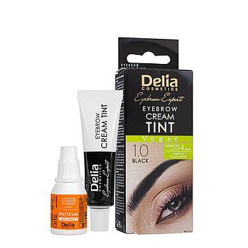 Крем-фарба для брів з олією аргани Delia cosmetics Color Cream без аміаку, 1.0 Чорна