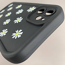 Чохол для Apple iPhone 11 чохол з високими бортами з ромашками на айфон 11 чорний q05j, фото 5