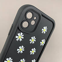 Чохол для Apple iPhone 11 чохол з високими бортами з ромашками на айфон 11 чорний q05j, фото 3