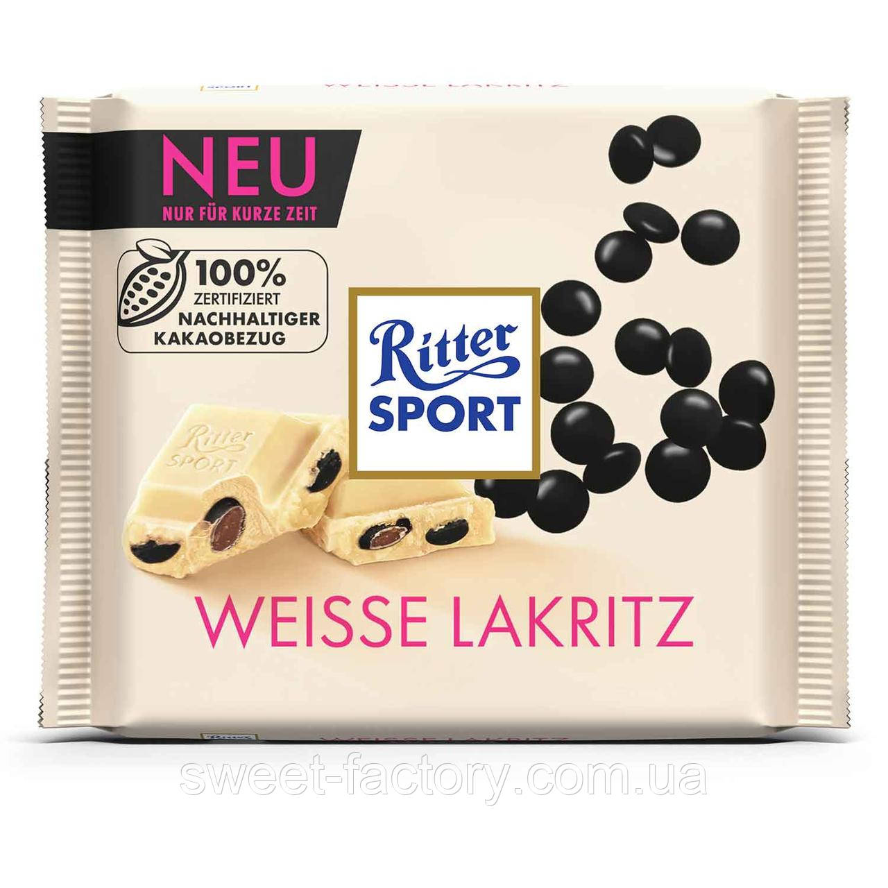 Шоколад Ritter Sport Weiss Lakritz 100g, фото 1