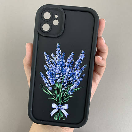 Чохол для Apple iPhone 11 чохол з високими бортами з принтом лаванди на айфон 11 чорний q06u, фото 1