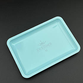 Бірюзовий лоток металевий плоский (18х12,5 см) Дизайнер для зберігання інструментів та декору М-size