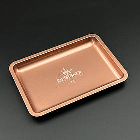 Бронзовий лоток металевий плоский (18х12,5 см) Дизайнер для зберігання інструментів та декору М-size