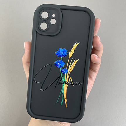 Чохол для Apple iPhone 11 з високими бортами з принтом Україна на телефон айфон 11 чорний q06t, фото 1