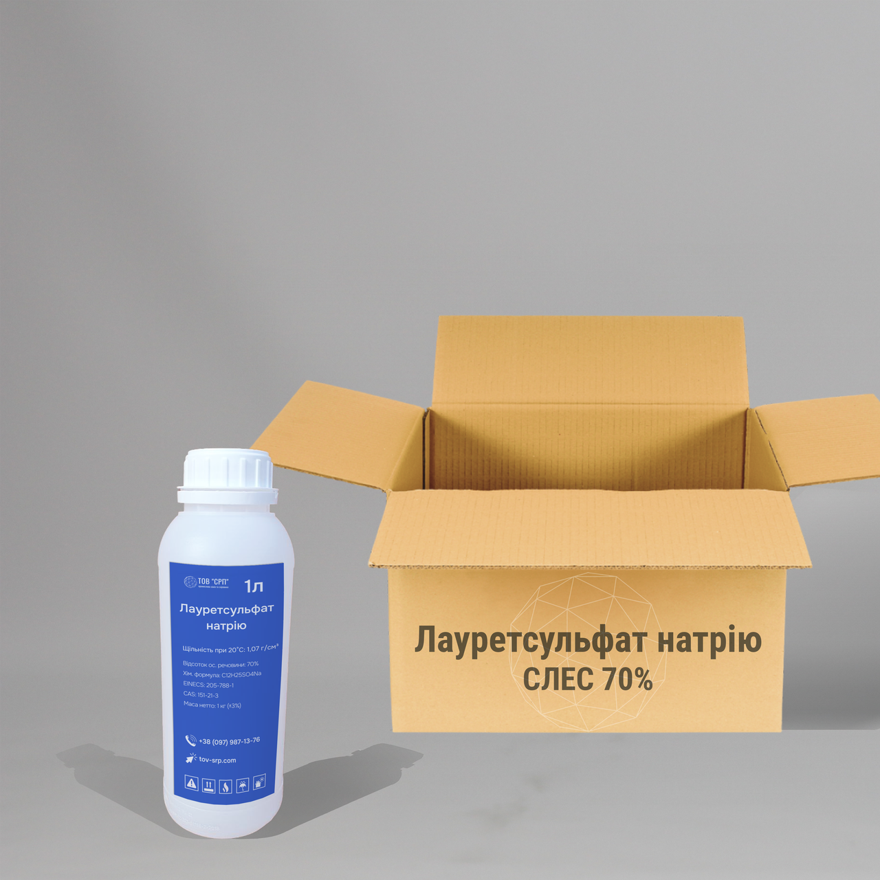 Лауретсульфат натрію (SLES, СЛЕС) 70% у флаконах 1л (у коробці 16 флаконів)
