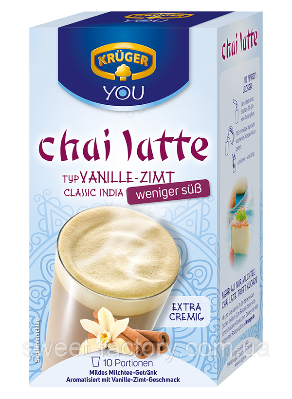 Молочний чай Kruger You Chai Latte Vanille Zimt Sugar free 10s 140g