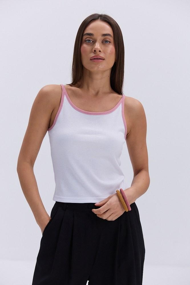 Майка жіноча в рубчик з окантовкою, фото 1