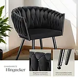 Крісла (2 шт.) з оббивкою з тонкого оксамиту Astano, чорні, фото 2