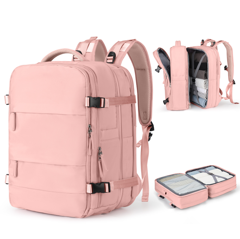 Стильний рюкзак для подорожей / Рюкзак для ручної поклажі / Рюкзак з відділенням для взуття / Рюкзак чемодан Рожевий, фото 1