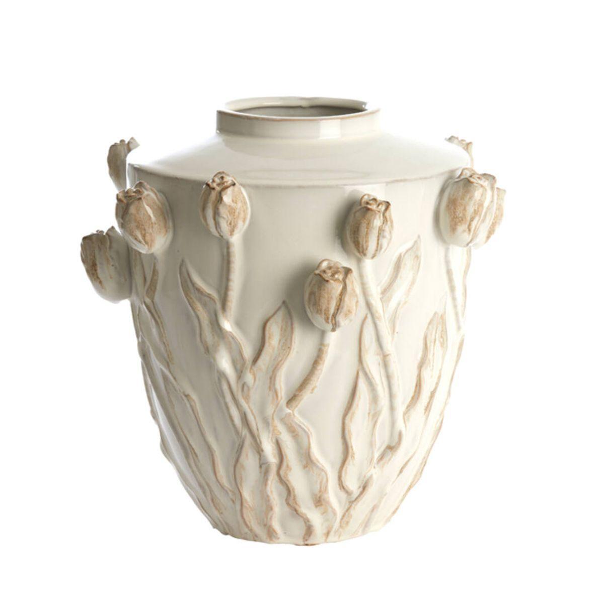 Ваза з кераміки з квітковим декором у бежевому кольорі Juana Light&Living, фото 1