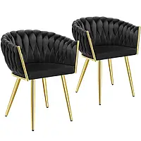 Крісло з підлокітниками у формі вузла Astano, чорний/золото (2 шт.)