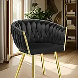 Крісло з підлокітниками у формі вузла Astano, чорний/золото (2 шт.), фото 6