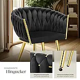 Крісло з підлокітниками у формі вузла Astano, чорний/золото (2 шт.), фото 9