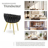 Крісло з підлокітниками у формі вузла Astano, чорний/золото (2 шт.), фото 10